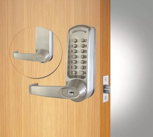 CODELOCKS 610 Mechanical Digital Locks 600 series Tubular Mortice Latch PVD Brushed Steel