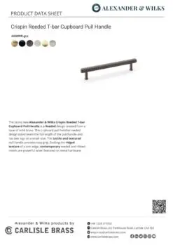 Alexander And Wilks Reeded T-Bar Cabinet Pull 128Mm C/C Matt Black AW809R-128-BL