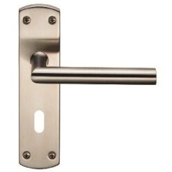 CARLISLE BRASS - CSLP1162P-SSS STEELWORX MITRED CSL LEVER ON BACKPLATE - LOCK 57MM C/C (172 X 44MM) - SATIN