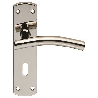 CARLISLE BRASS - CSLP1163P-DUO STEELWORX CURVED -T CSL LEVER ON BACKPLATE - LOCK 57MM C/C (172 X 44MM) - DUAL FINISH