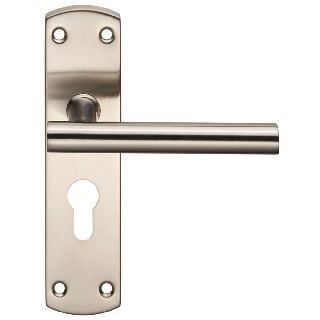 CARLISLE BRASS - CSLP1164E-SSS STEELWORX MITRED - T CSL LEVER ON BACKPLATE - LOCK EURO PROFILE 47.5MM C/C (172 X 44MM) - SATIN