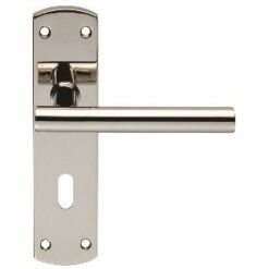 CARLISLE BRASS - CSLP1164P-BSS STEELWORX MITRED - T CSL LEVER ON BACKPLATE - LOCK 57MM C/C (172 X 44MM) - POLISHED