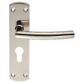 CARLISLE BRASS - CSLP1167E-BSS STEELWORX ARCHED CSL LEVER ON BACKPLATE - LOCK EURO PROFILE 47.5MM C/C (172 X 44MM) - POLISHED