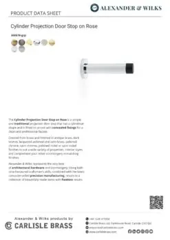 Alexander And Wilks Projection Cyl. Doorstop On Rose 75mm Polished Nickel AW616PN