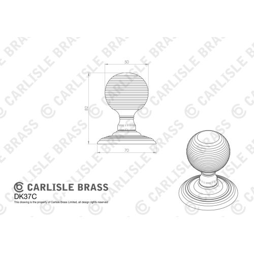 Carlisle Brass DK37CMB Delamain Reeded Knob 55mm Matt Black