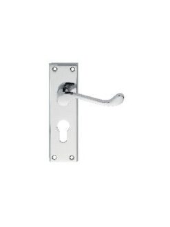 CARLISLE BRASS - DL54YCP VICTORIAN SCROLL LEVER ON BACKPLATE - LOCK EURO PROFILE 47.5MM C/C