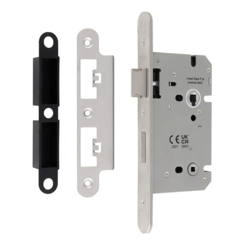 Eurospec Din Bathroom Lock (Architectural), Satin Stainless Steel Finish Standard (With Optional Extra Finish Face Plates)