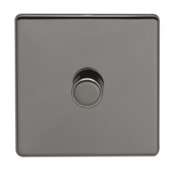 Eurolite Ecbn1D400 1 Gang 400W Push On Off 2Way Dimmer Switch Concealed Black Nickel Plate Matching Knob Black Trim