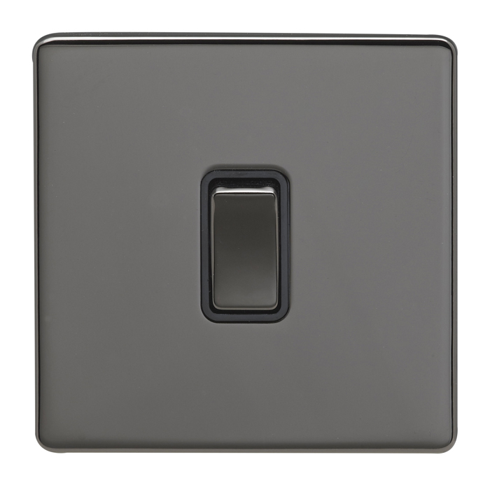 Eurolite Ecbn1Swbnb 1 Gang 10Amp 2Way Switch Concealed Black Nickel Plate Matching Rocker Black Trim