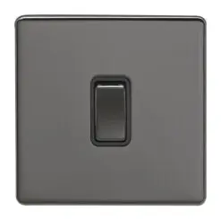 Eurolite Bnintb 1 Gang 10Amp Intermediate Switch Round Edge Black Nickel Plate Black Rocker