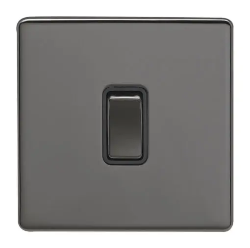 Eurolite Bnintb 1 Gang 10Amp Intermediate Switch Round Edge Black Nickel Plate Black Rocker