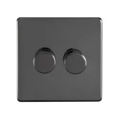 Eurolite Ecbn2Dled 2 Gang Led Push On Off 2Way Dimmer Switch Concealed Black Nickel Plate Matching Knobs Black Trim