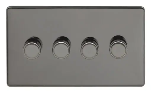 Eurolite Ecbn4D400 4 Gang 400W Push On Off 2Way Dimmer Switch Concealed Black Nickel Plate Matching Knobs Black Trim