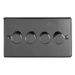 Eurolite Bn4Dled 4 Gang Led Push On Off 2Way Dimmer Round Edge Black Nickel Plate Matching Knobs