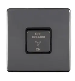 Eurolite Ecbnfswbnb 10Amp Fan Isolator Switch Concealed Black Nickel Plate Matching Rocker Black Trim