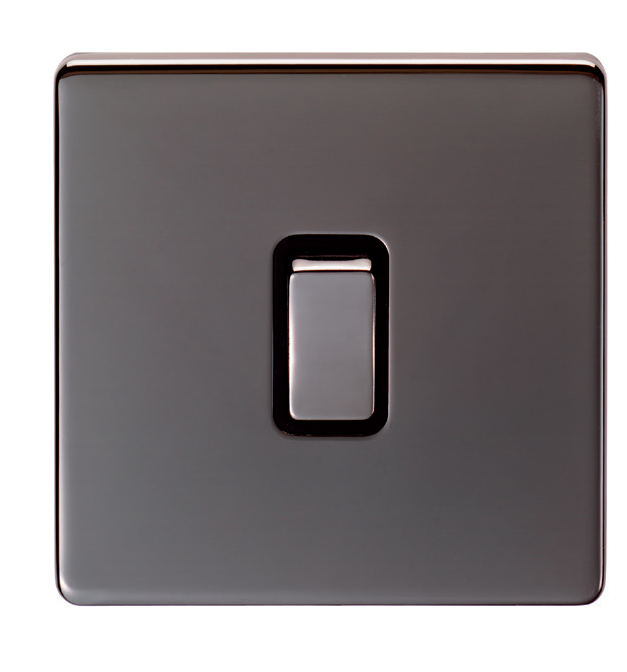 Eurolite Ecbnintbnb 1 Gang 10Amp Intermediate Switch Concealed Black Nickel Plate Matching Rocker Black Trim