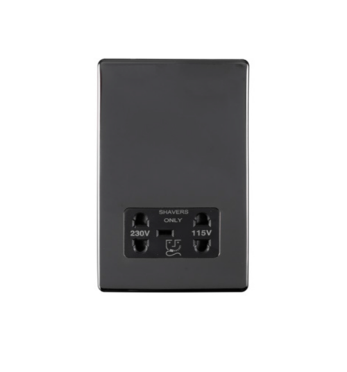 Eurolite Ecbnshsb Dual Voltage Shaver Socket Concealed Black Nickel Plate Black Interior