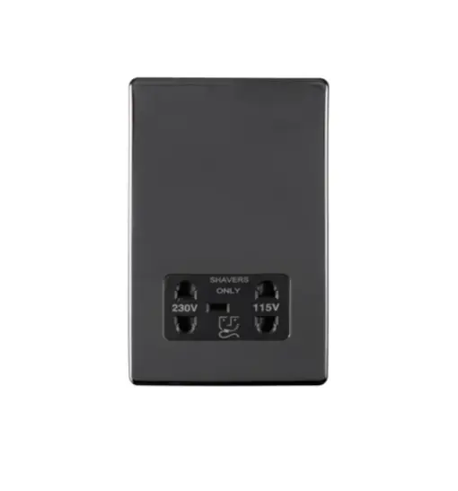 Eurolite Ecbnshsb Dual Voltage Shaver Socket Concealed Black Nickel Plate Black Interior