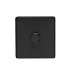 Eurolite Ecmb1Dled 1 Gang Led Push On Off 2Way Dimmer Flat Concealed Matt Black Plate