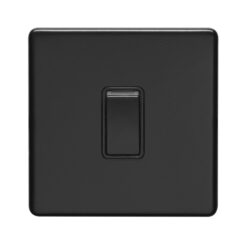 Eurolite Ecmb1Swb 1 Gang 10Amp 2Way Switch Flat Concealed Matt Black Plate Black Rocker