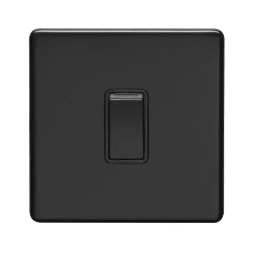 Eurolite Ecmb1Swb 1 Gang 10Amp 2Way Switch Flat Concealed Matt Black Plate Black Rocker
