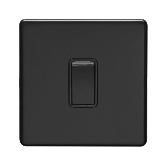 Eurolite Ecmb1Swb 1 Gang 10Amp 2Way Switch Flat Concealed Matt Black Plate Black Rocker