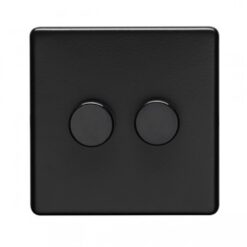 Eurolite Ecmb2Dled 2 Gang Led Push On Off 2Way Dimmer Flat Concealed Matt Black Plate