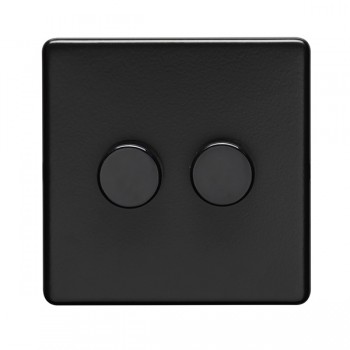 Eurolite Ecmb2Dled 2 Gang Led Push On Off 2Way Dimmer Flat Concealed Matt Black Plate