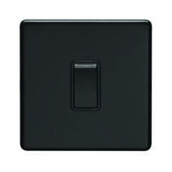 Eurolite Ecmbintb 1 Gang Intermediate Switch Flat Concealed Matt Black Plate Black Rocker