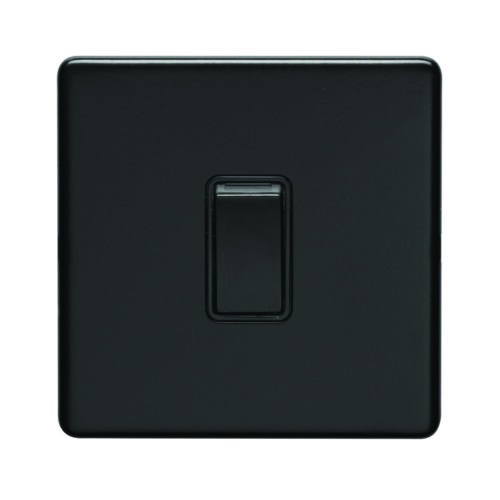 Eurolite Ecmbintb 1 Gang Intermediate Switch Flat Concealed Matt Black Plate Black Rocker