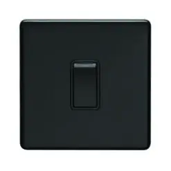 Eurolite Ecmb20Adpswb 1 Gang 20Amp Dp Switch Flat Concealed Matt Black Plate Black Rocker