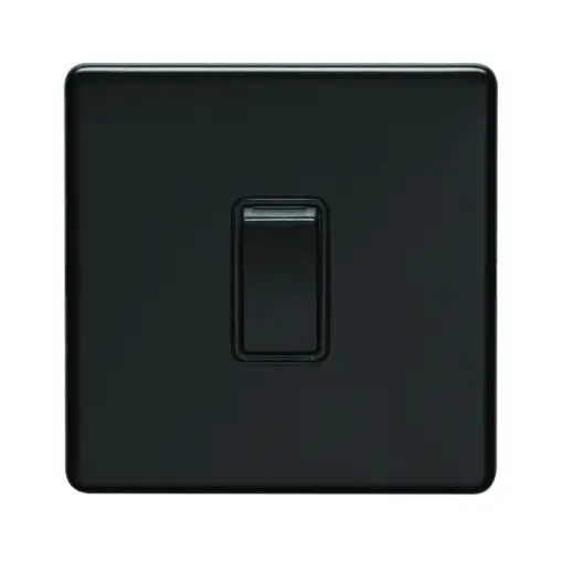 Eurolite Ecmb20Adpswb 1 Gang 20Amp Dp Switch Flat Concealed Matt Black Plate Black Rocker