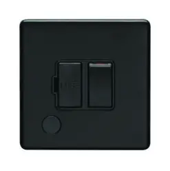 Eurolite Mbswffob 13Amp Dp Switched Fuse Spur & Flex Outlet Round Edge Matt Black Plate Black Rocker