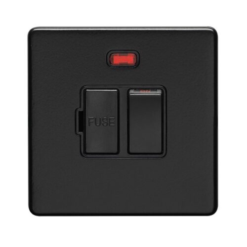 Eurolite Ecmbswfnb 13Amp Switched Fuse Spur With Neon Flat Concealed Matt Black Plate Black Rocker