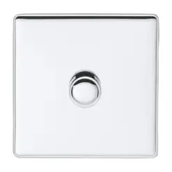 Eurolite Ecpc1Dledpcw 1 Gang Led Push On Off 2Way Dimmer Switch Concealed Polished Chrome Plate Matching Knob White Trim