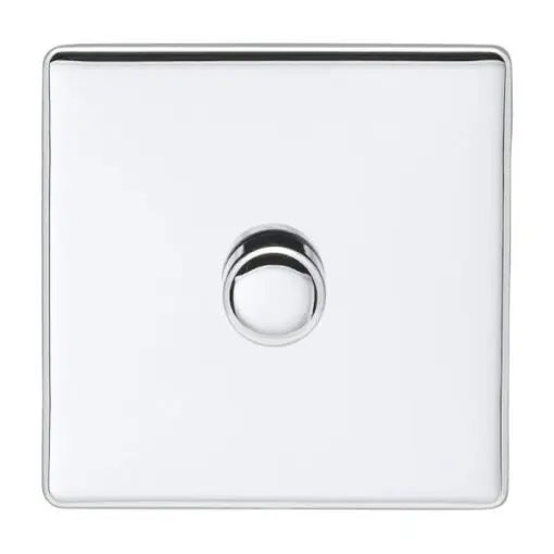 Eurolite Ecpc1Dledpcw 1 Gang Led Push On Off 2Way Dimmer Switch Concealed Polished Chrome Plate Matching Knob White Trim