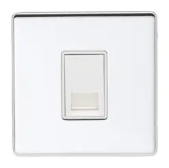 Eurolite Ecpc1Mw 1 Gang Master Telephone Socket Concealed Polished Chrome Plate White Interior