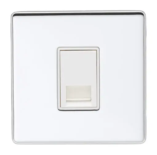 Eurolite Ecpc1Mw 1 Gang Master Telephone Socket Concealed Polished Chrome Plate White Interior