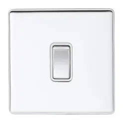 Eurolite Ecpc1Swpcw 1 Gang 10Amp 2Way Switch Concealed Polished Chrome Plate Matching Rocker White Trim