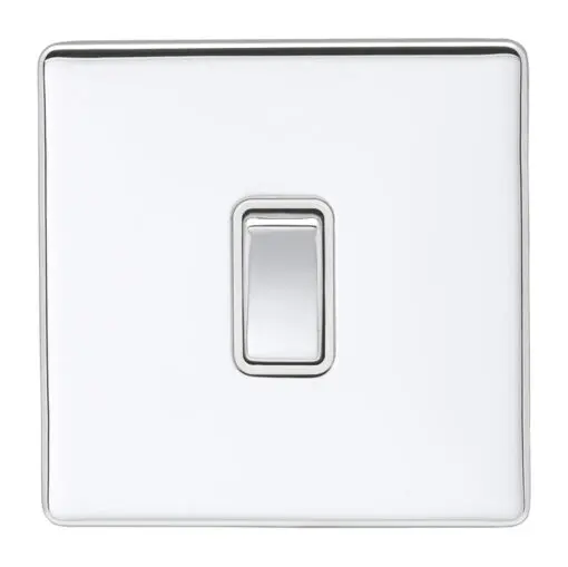 Eurolite Ecpc1Swpcw 1 Gang 10Amp 2Way Switch Concealed Polished Chrome Plate Matching Rocker White Trim