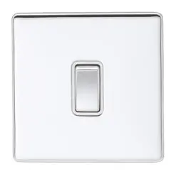 Eurolite Ecpcintpcw 1 Gang 10Amp Intermediate Switch Concealed Polished Chrome Plate Matching Rocker White Trim