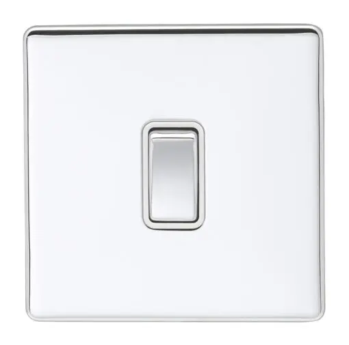 Eurolite Ecpcintpcw 1 Gang 10Amp Intermediate Switch Concealed Polished Chrome Plate Matching Rocker White Trim