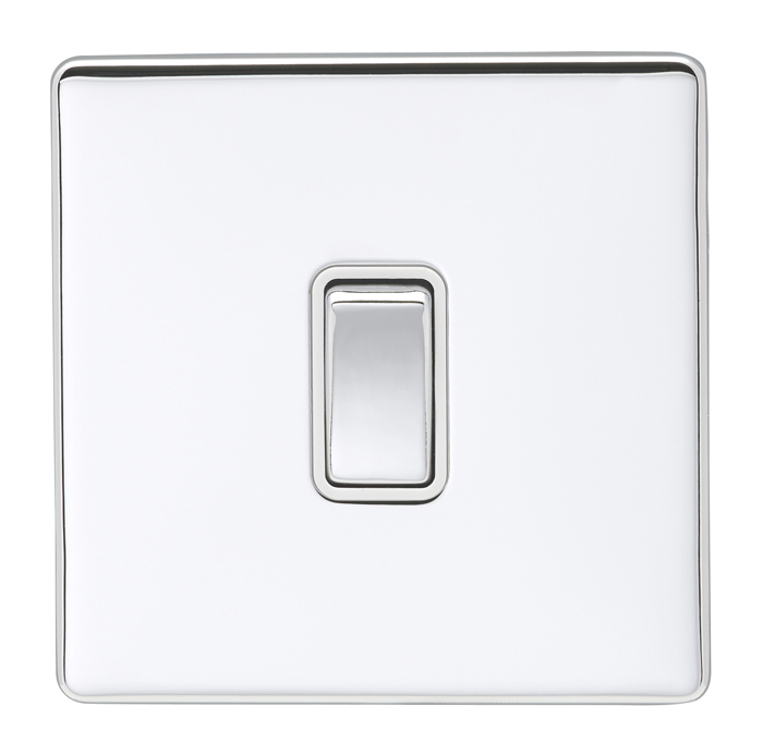 Eurolite Ecpcintpcw 1 Gang 10Amp Intermediate Switch Concealed Polished Chrome Plate Matching Rocker White Trim