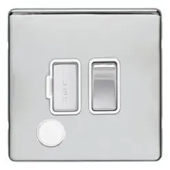 Eurolite Ecpcswffopcw 13Amp Dp Switched Fuse Spur With Flex Outlet Concealed Polished Chrome Plate Matching Rocker White Trim