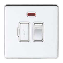 Eurolite Ecpcswfnpcw 13Amp Dp Switched Fuse Spur With Neon Concealed Polished Chrome Plate Matching Rocker White Trim