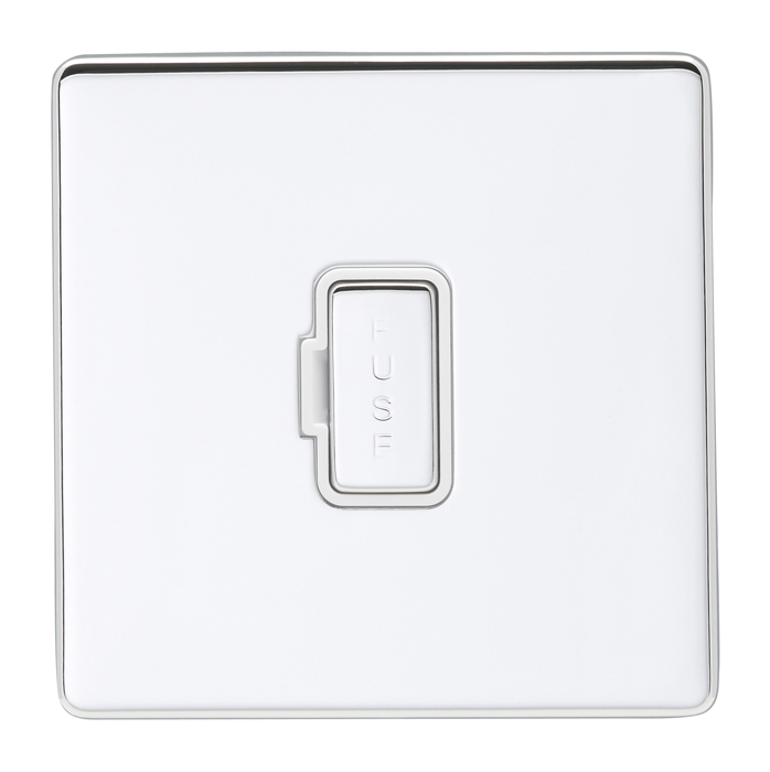 Eurolite Ecpcuswfpcw 13Amp Unswitched Fuse Spur Concealed Polished Chrome Plate Matching White Trim