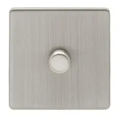 Eurolite Ecsn1Dledsnw 1 Gang Led Push On Off 2Way Dimmer Switch Concealed Satin Nickel Plate Matching Knob White Trim