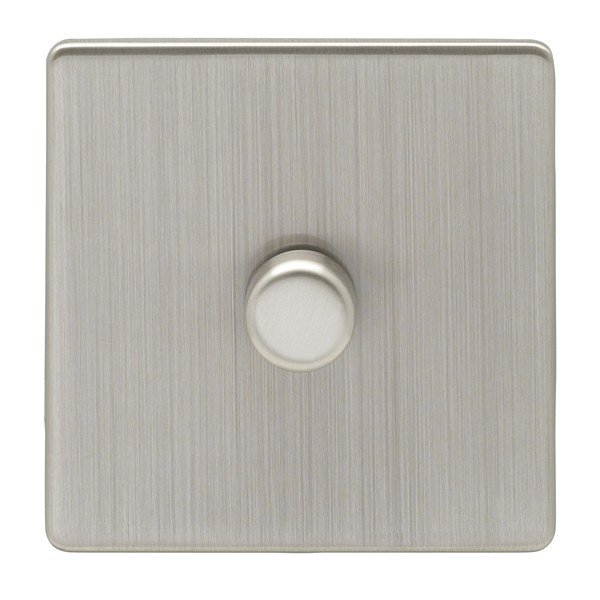 Eurolite Ecsn1Dledsnb 1 Gang Led Push On Off 2Way Dimmer Switch Concealed Satin Nickel Plate Matching Knob Black Trim