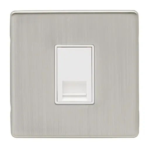 Eurolite Ecsn1Mw 1 Gang Master Telephone Socket Concealed Satin Nickel Plate White Interior