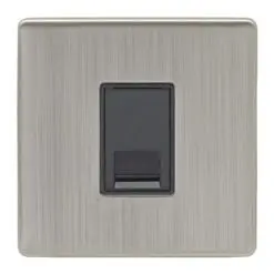 Eurolite Ecsn1Slb 1 Gang Slave Telephone Socket Concealed Satin Nickel Plate Black Interior